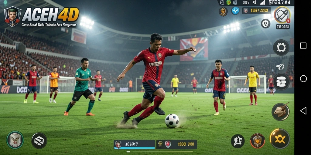 Tampilan gameplay seru di ACEH4D dengan aksi sepak bola menegangkan.