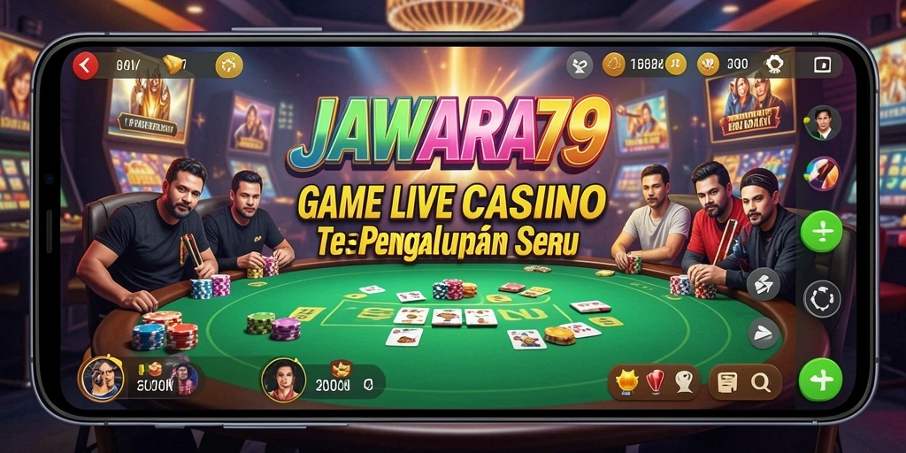 Screenshot gameplay Live Casino dengan dealer profesional dan interaksi pemain.