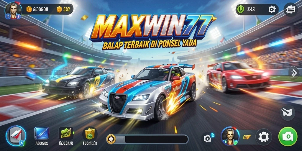 Tampilan gameplay balap yang mendebarkan di MAXWIN77.