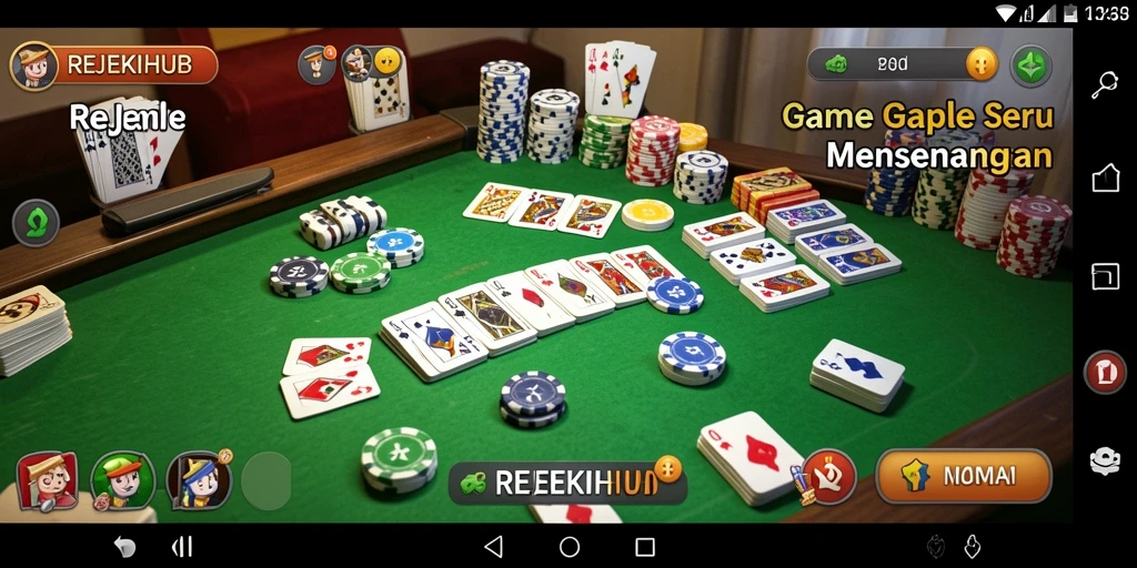 Tampilan gameplay seru dalam permainan Gaple REJEKIHUB.