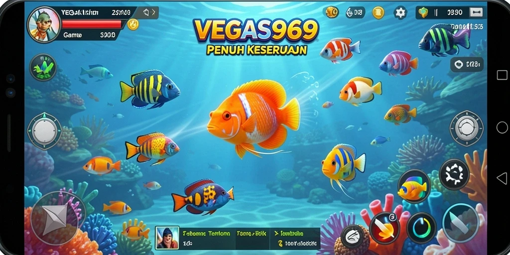 Tampilan gameplay menembak ikan yang seru dan penuh warna.